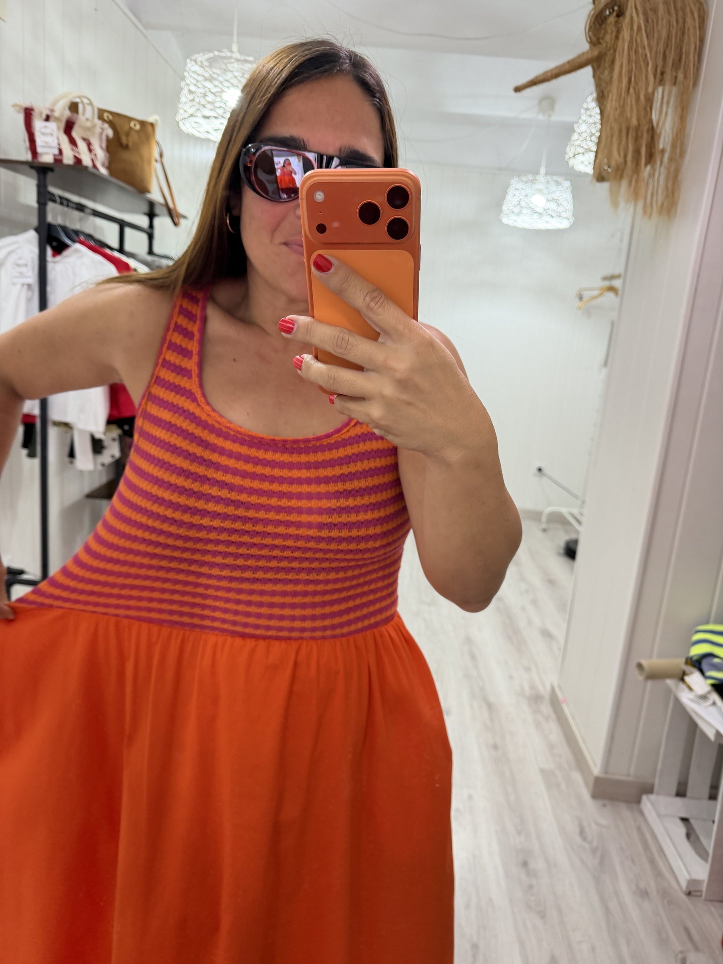 Vestido Ipanema fucsia y naranja
