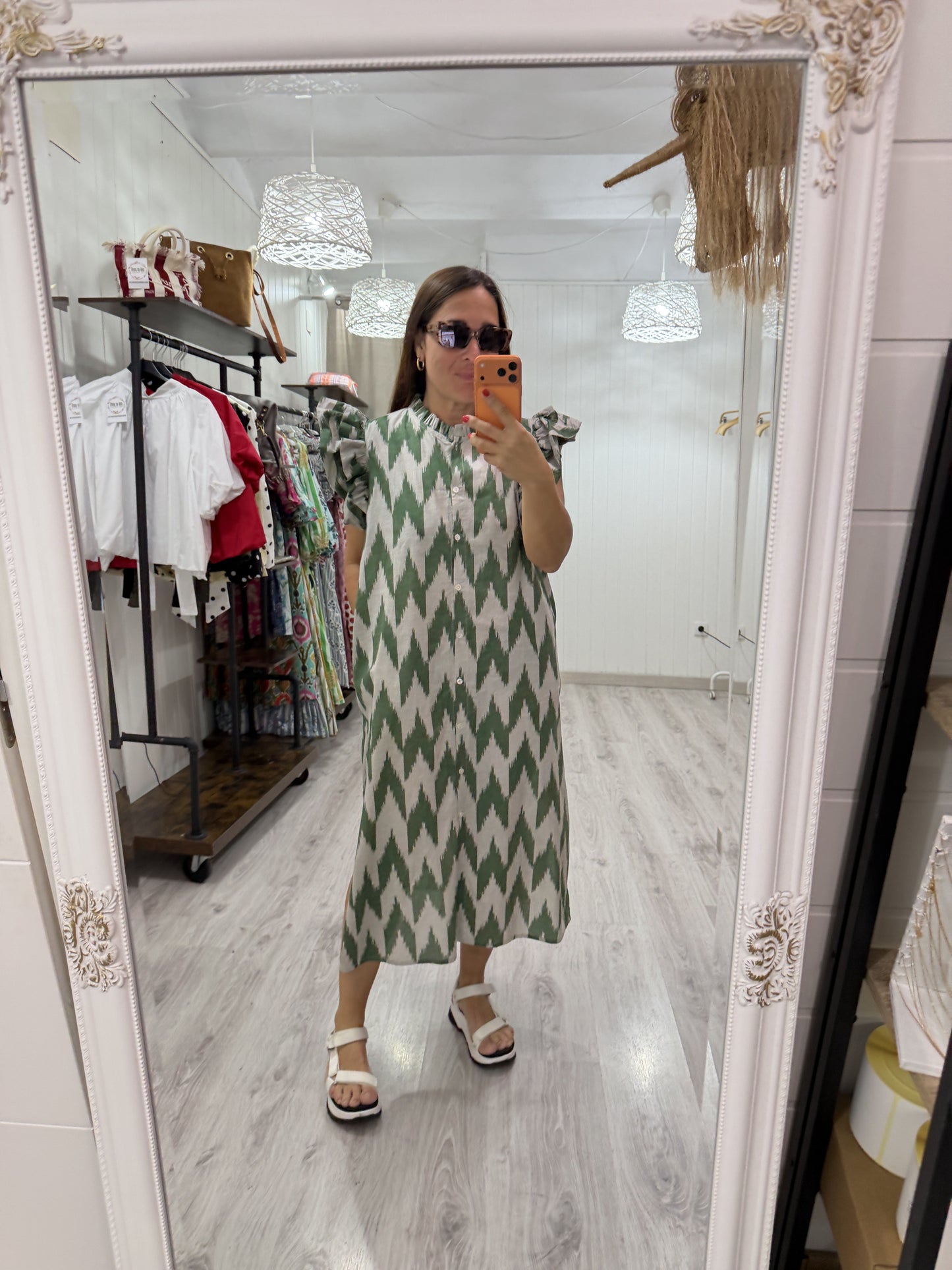 Vestido Indira verde zigzag