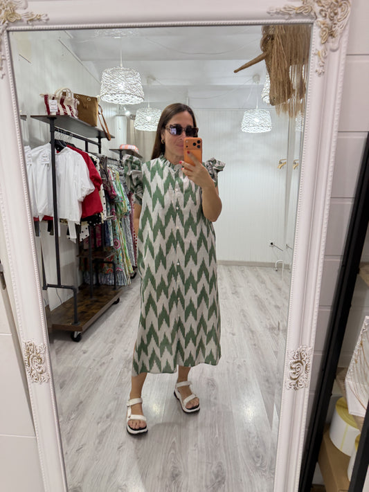 Vestido Indira verde zigzag