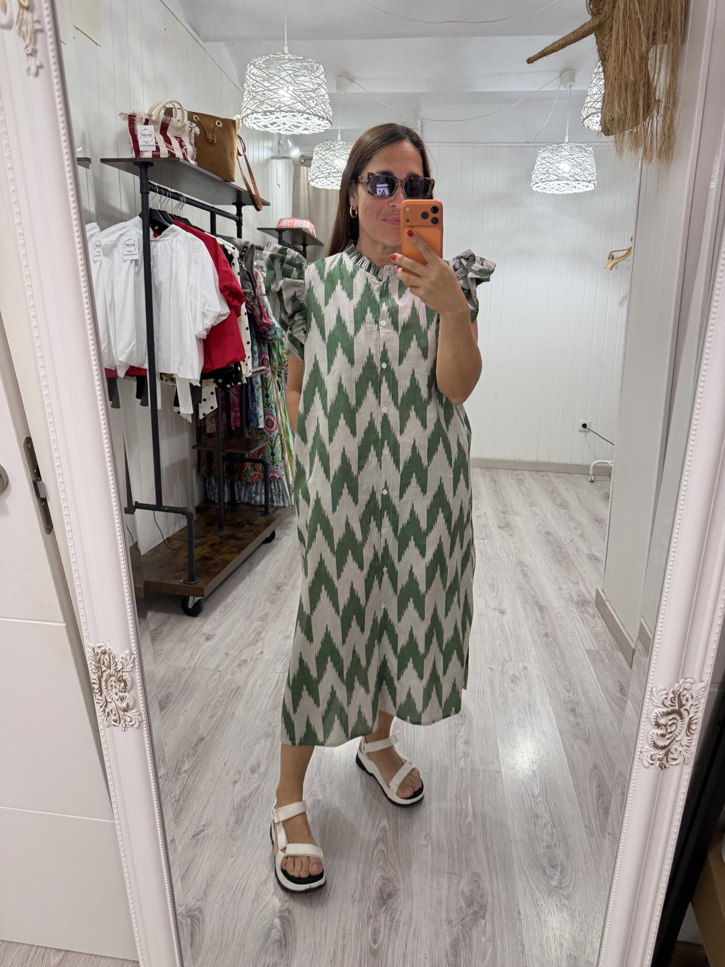 Vestido Indira verde zigzag