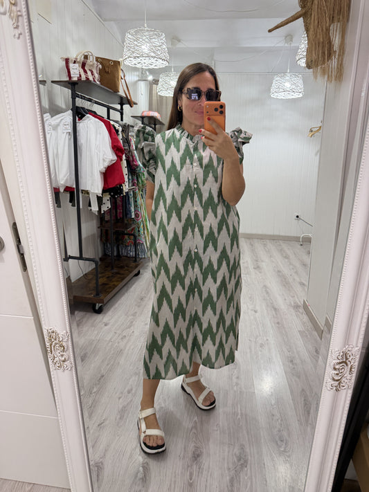 Vestido Indira verde zigzag
