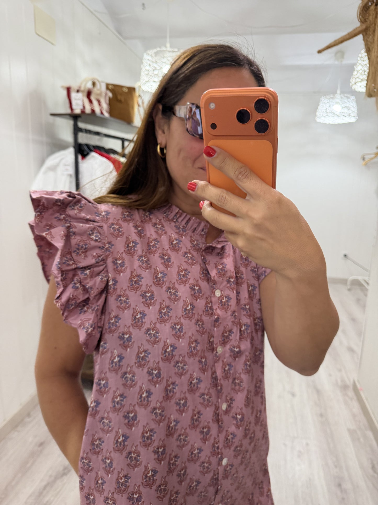 Vestido Indira rosa empolvado y violeta