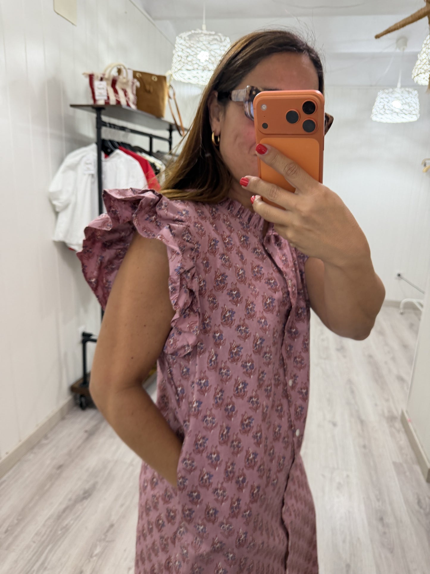 Vestido Indira rosa empolvado y violeta