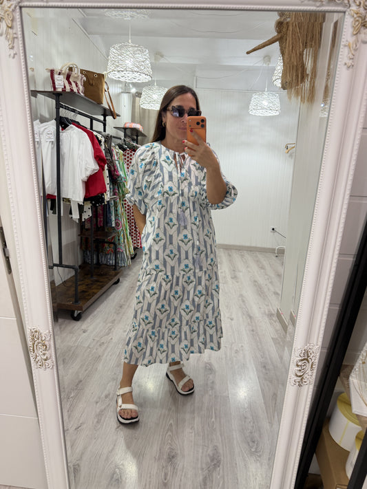 Vestido Salma gris nomeolvides