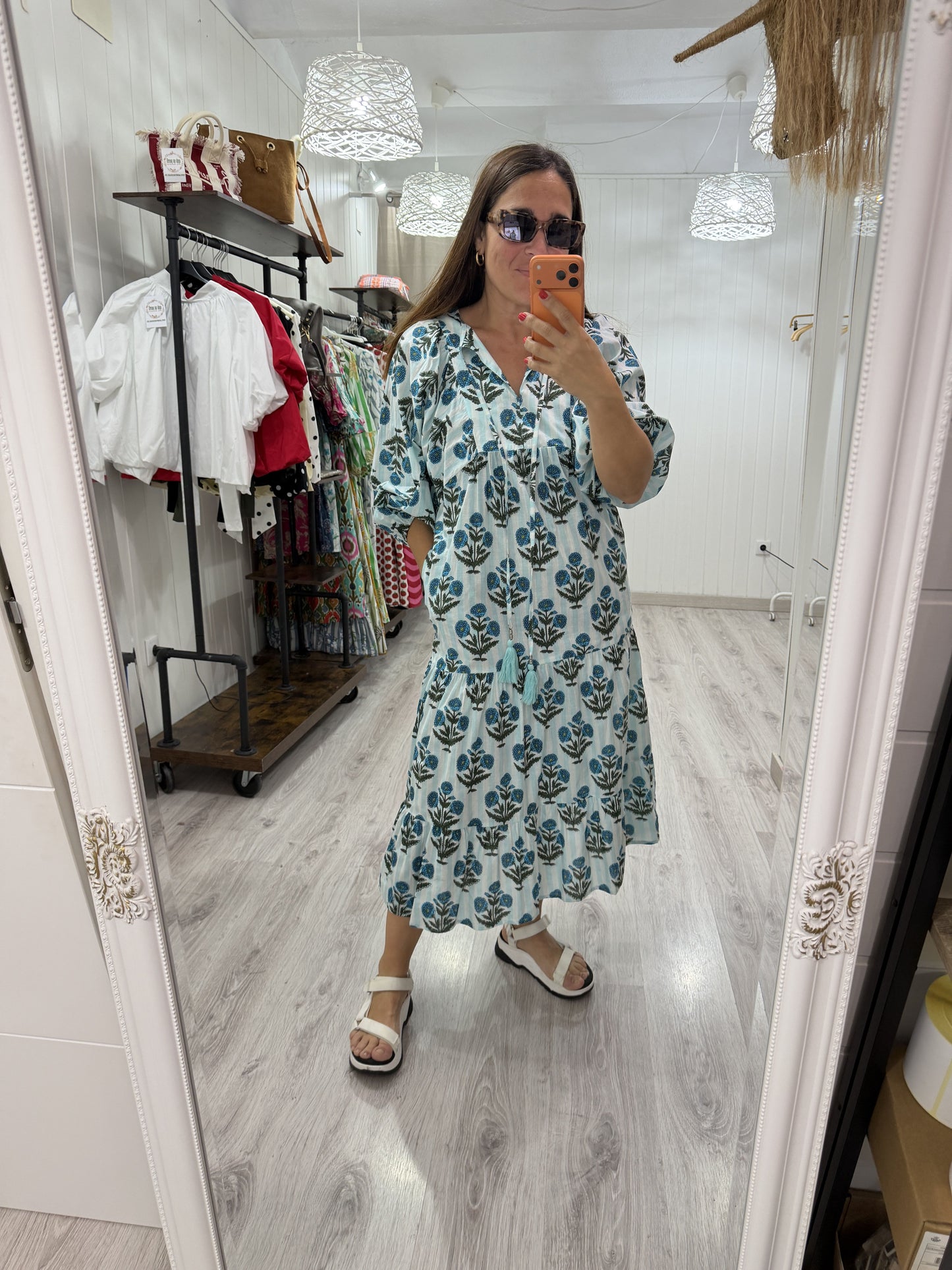Vestido Salma azul camelias