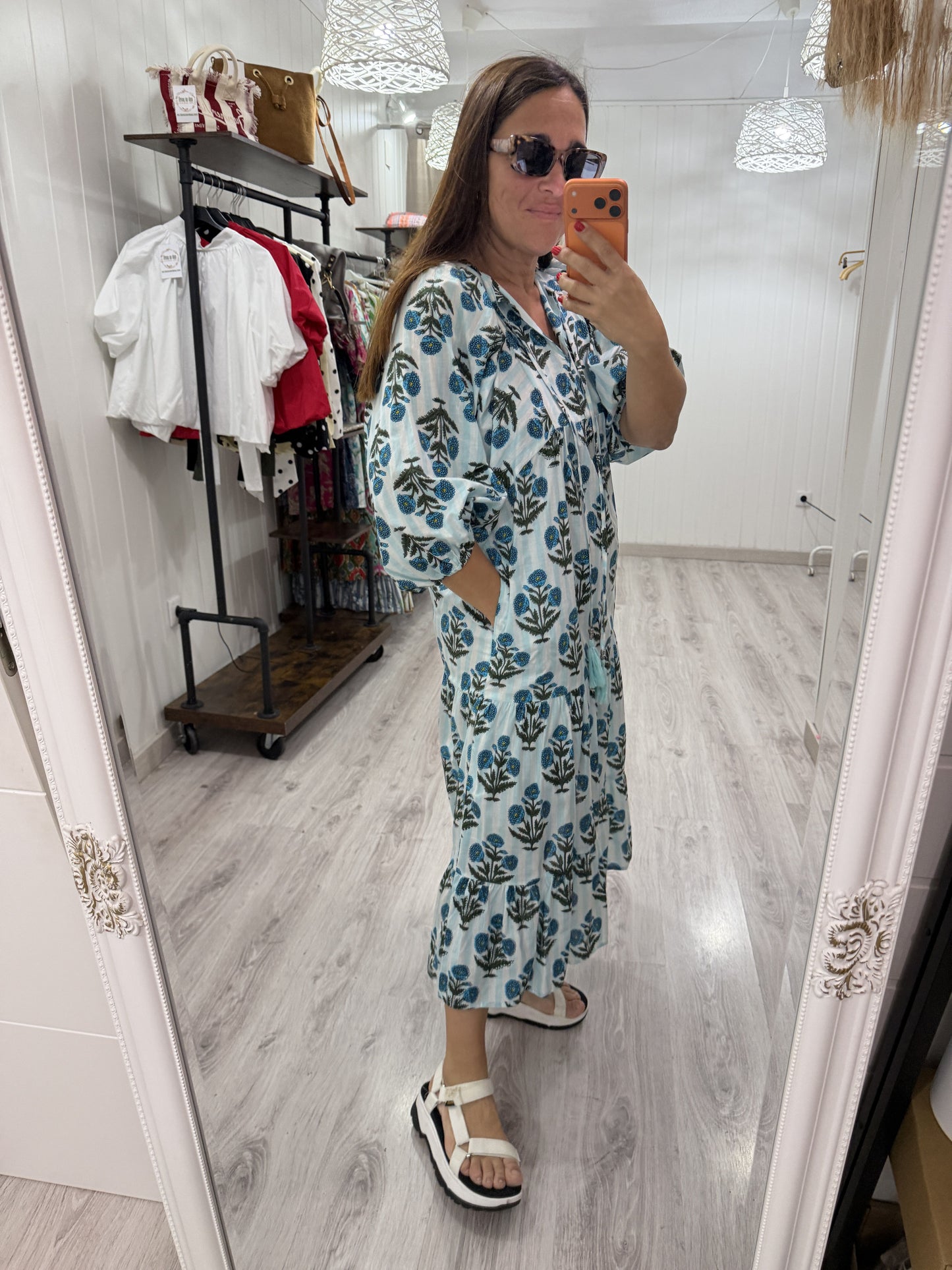 Vestido Salma azul camelias
