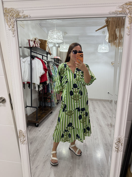 Vestido Salma verde camelias