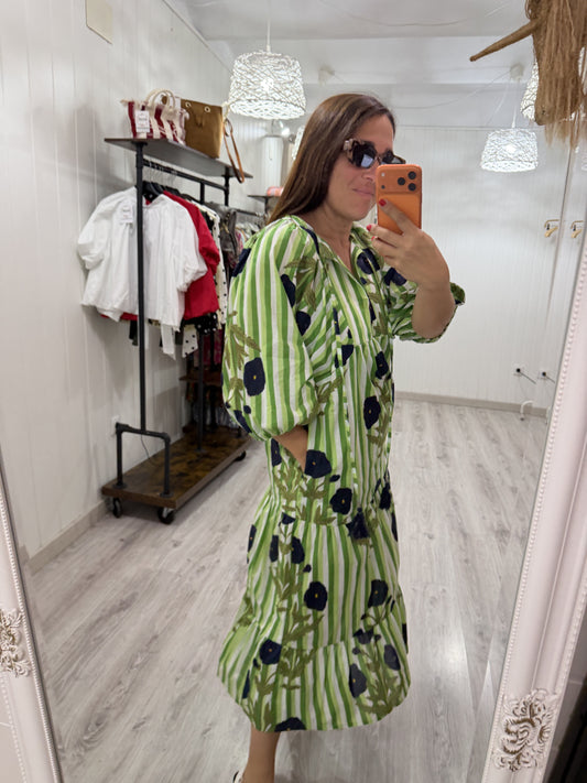 Vestido Salma verde camelias