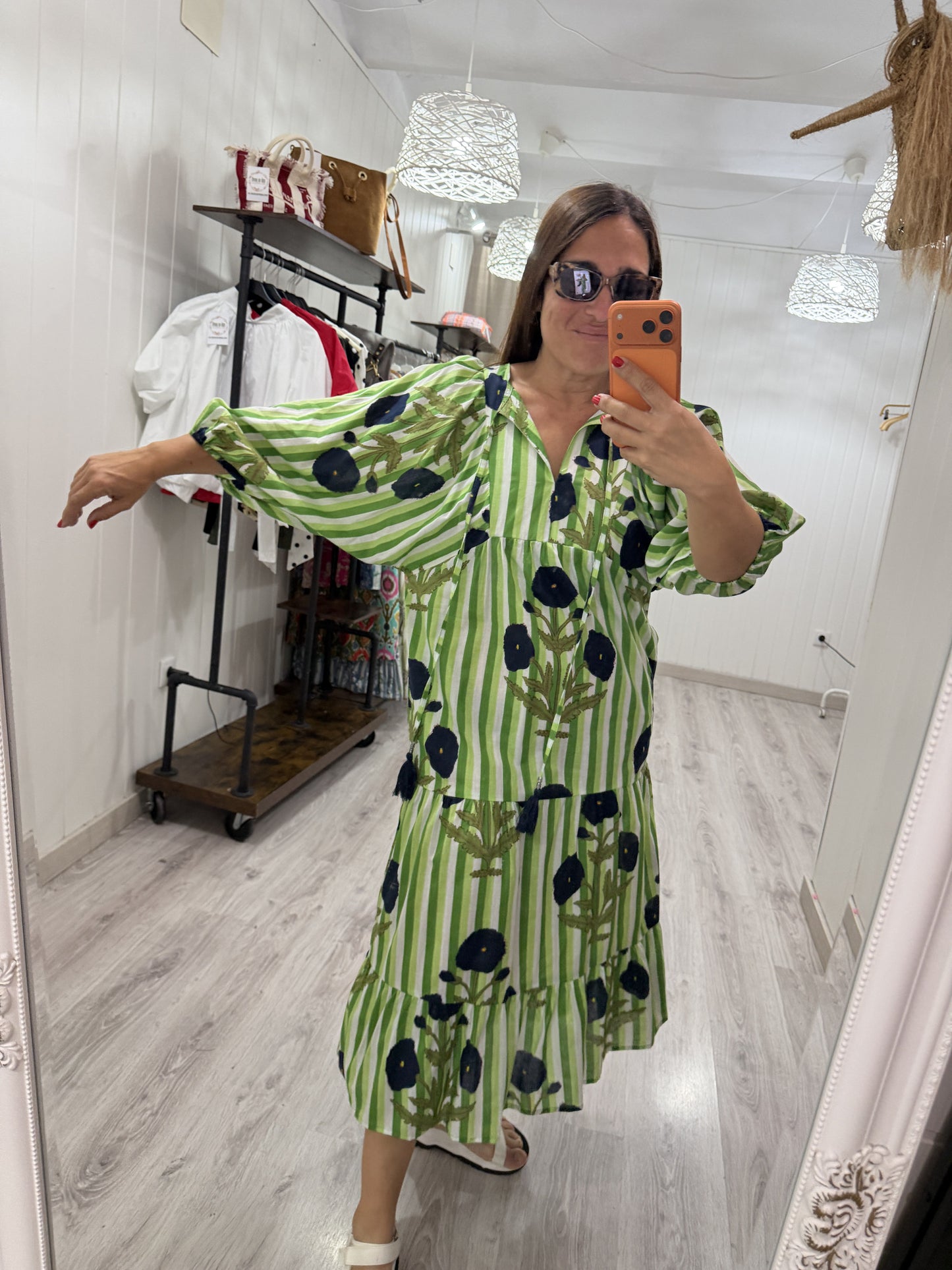 Vestido Salma verde camelias
