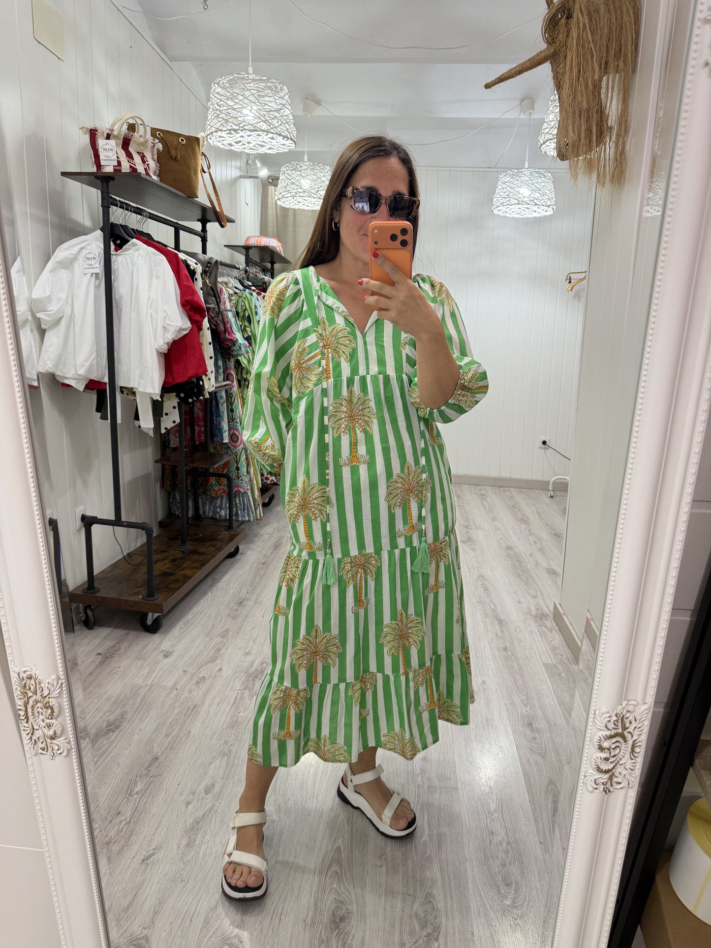 Vestido Salma verde palmeras