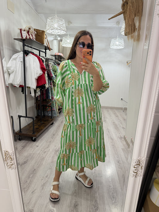 Vestido Salma verde palmeras