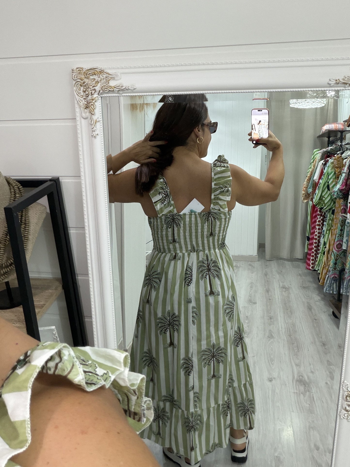 Vestido Rocío palmeras verde