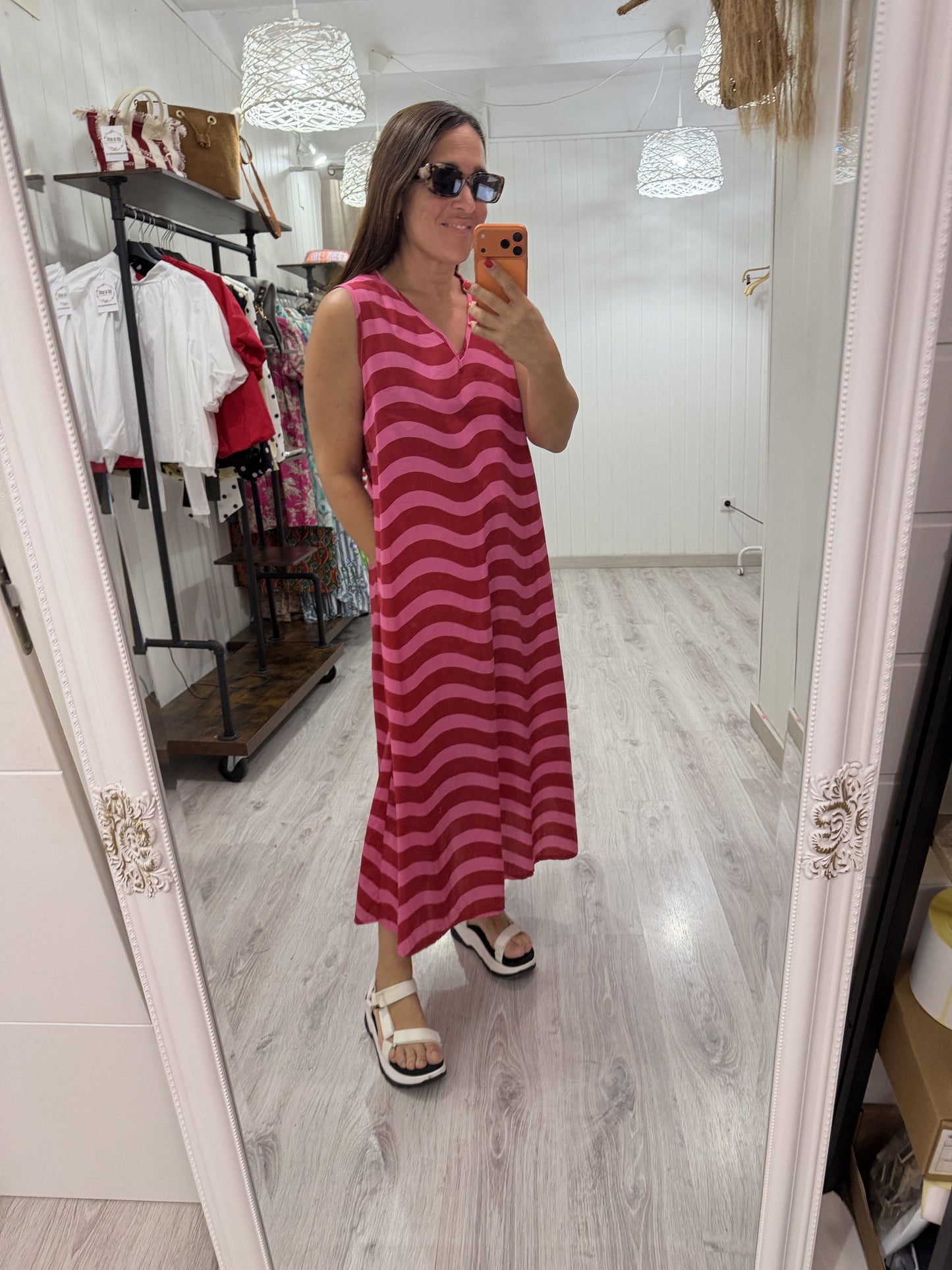 Vestido Copacabana Fucsia y rojo