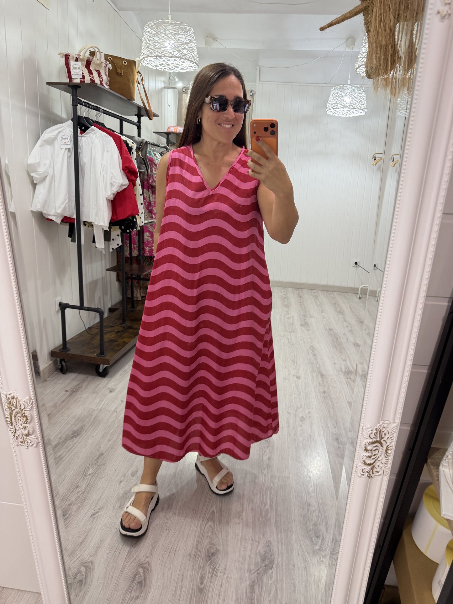 Vestido Copacabana Fucsia y rojo
