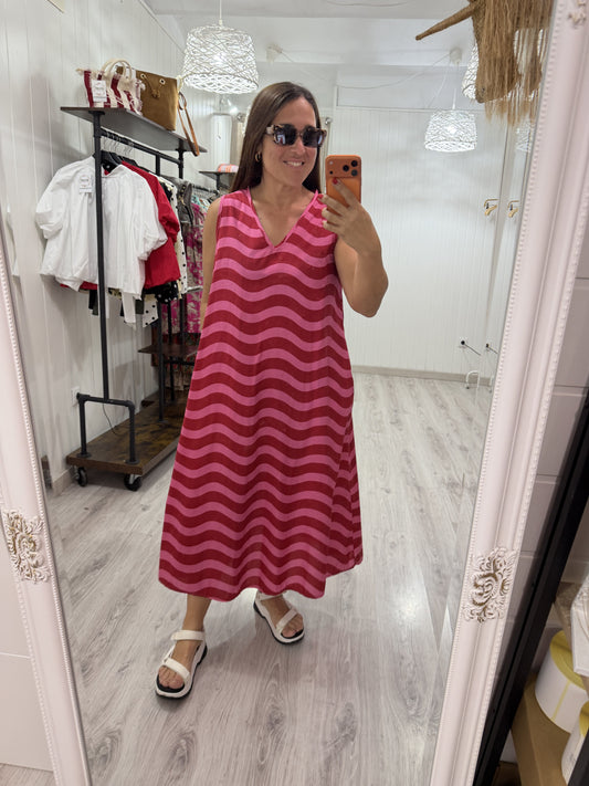 Vestido Copacabana Fucsia y rojo