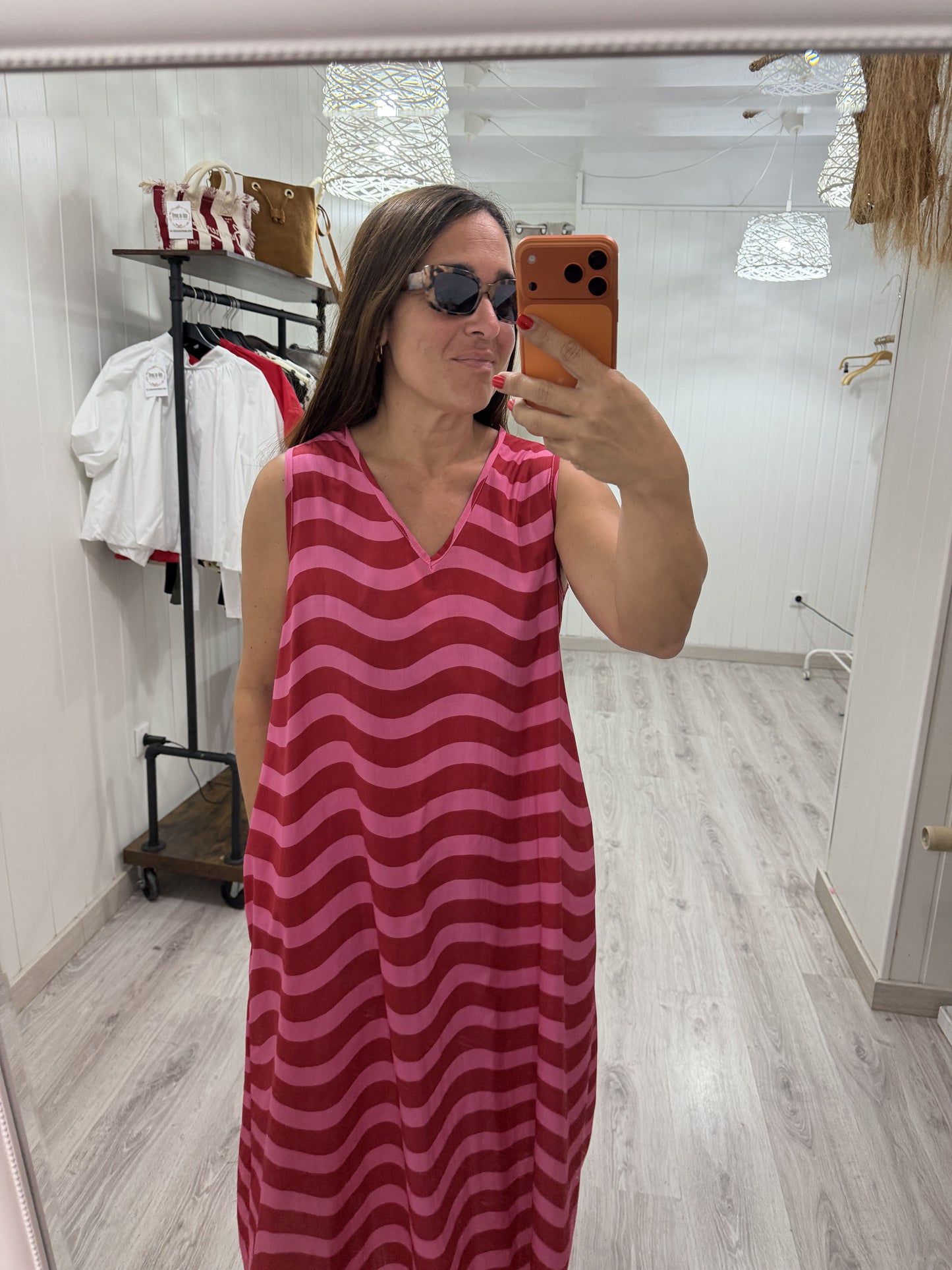 Vestido Copacabana Fucsia y rojo