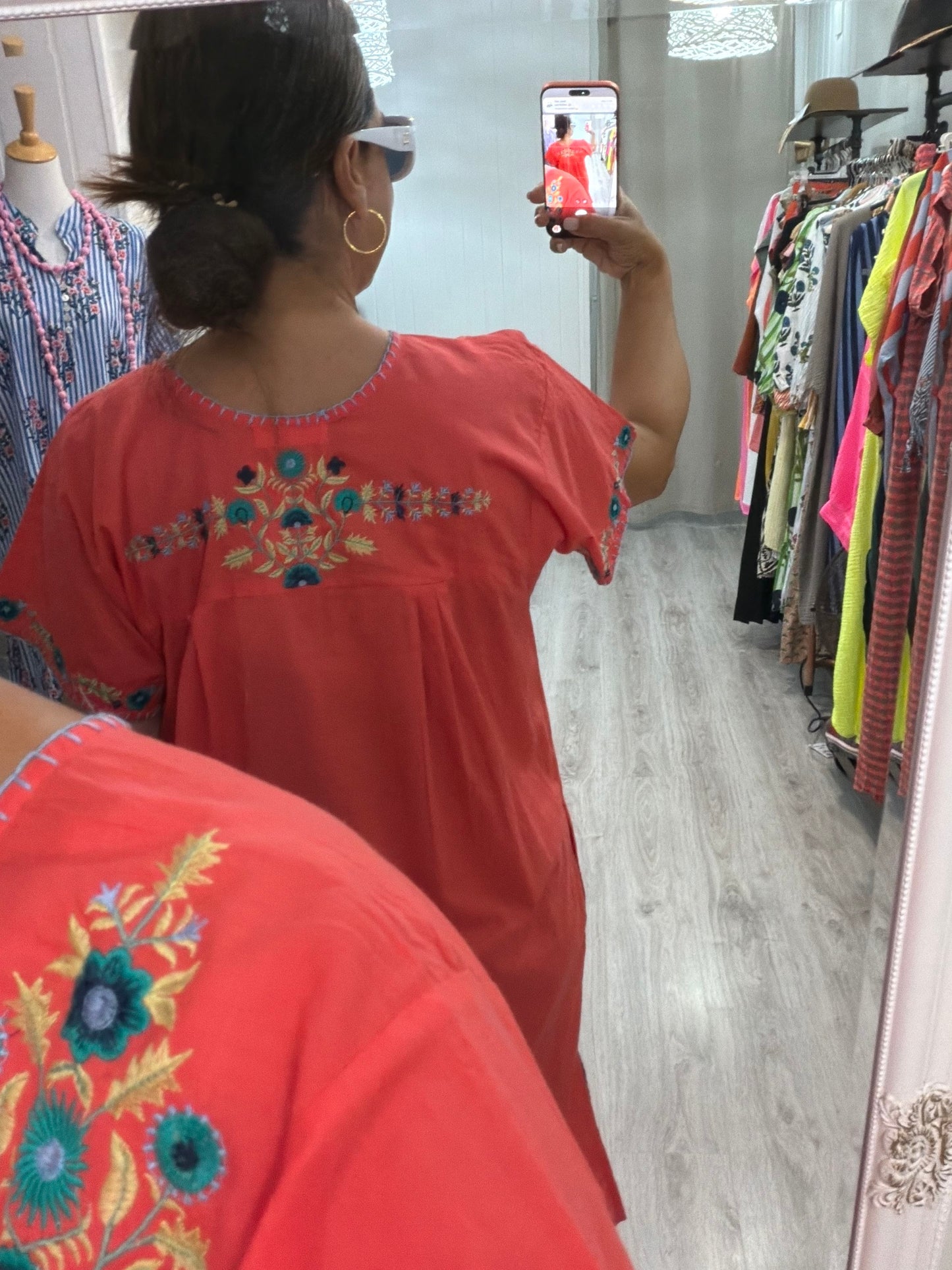 Vestido Mexicano Tijuana midi coral 1