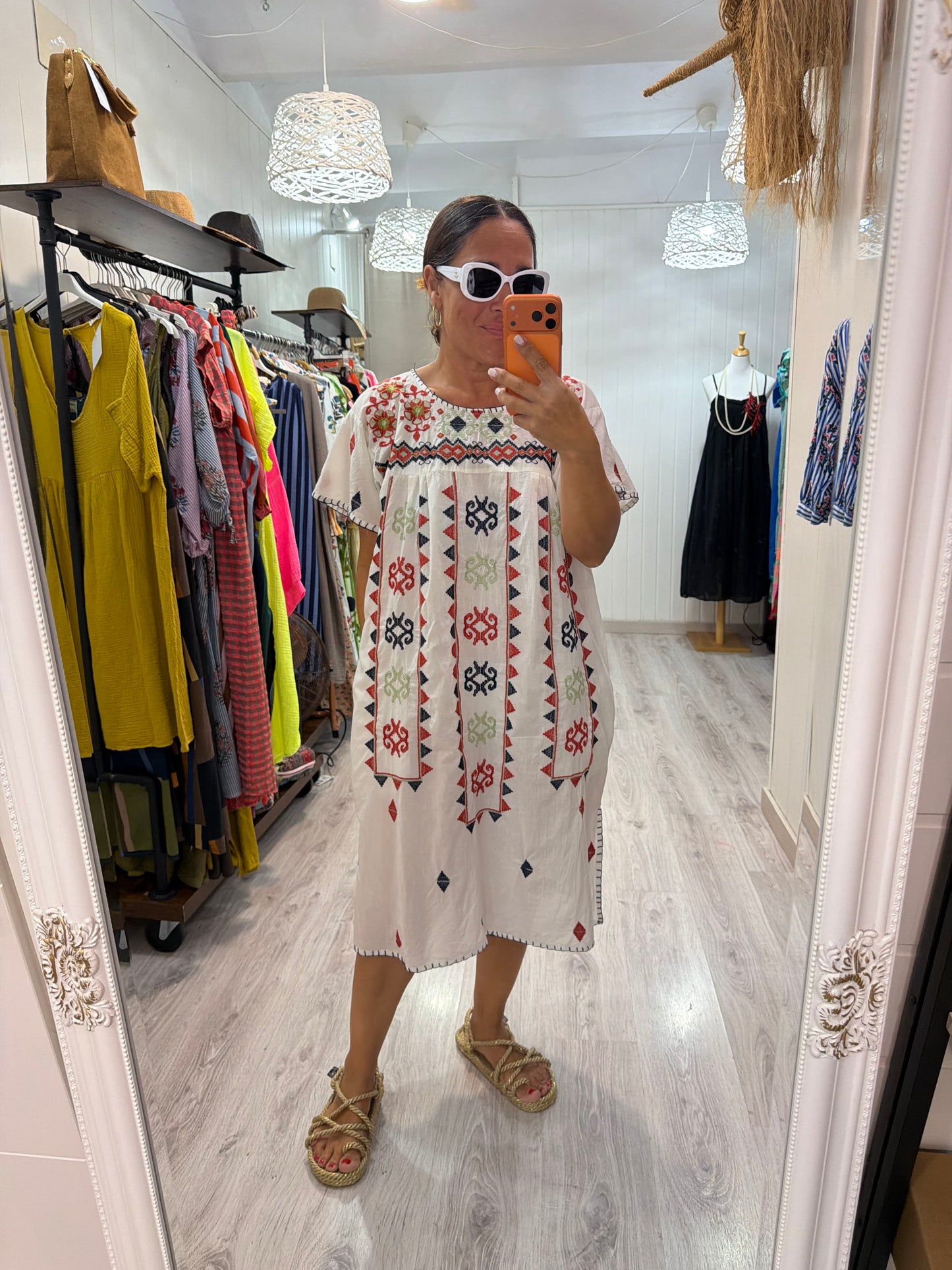 Vestido Mexicano Tijuana midi blanco