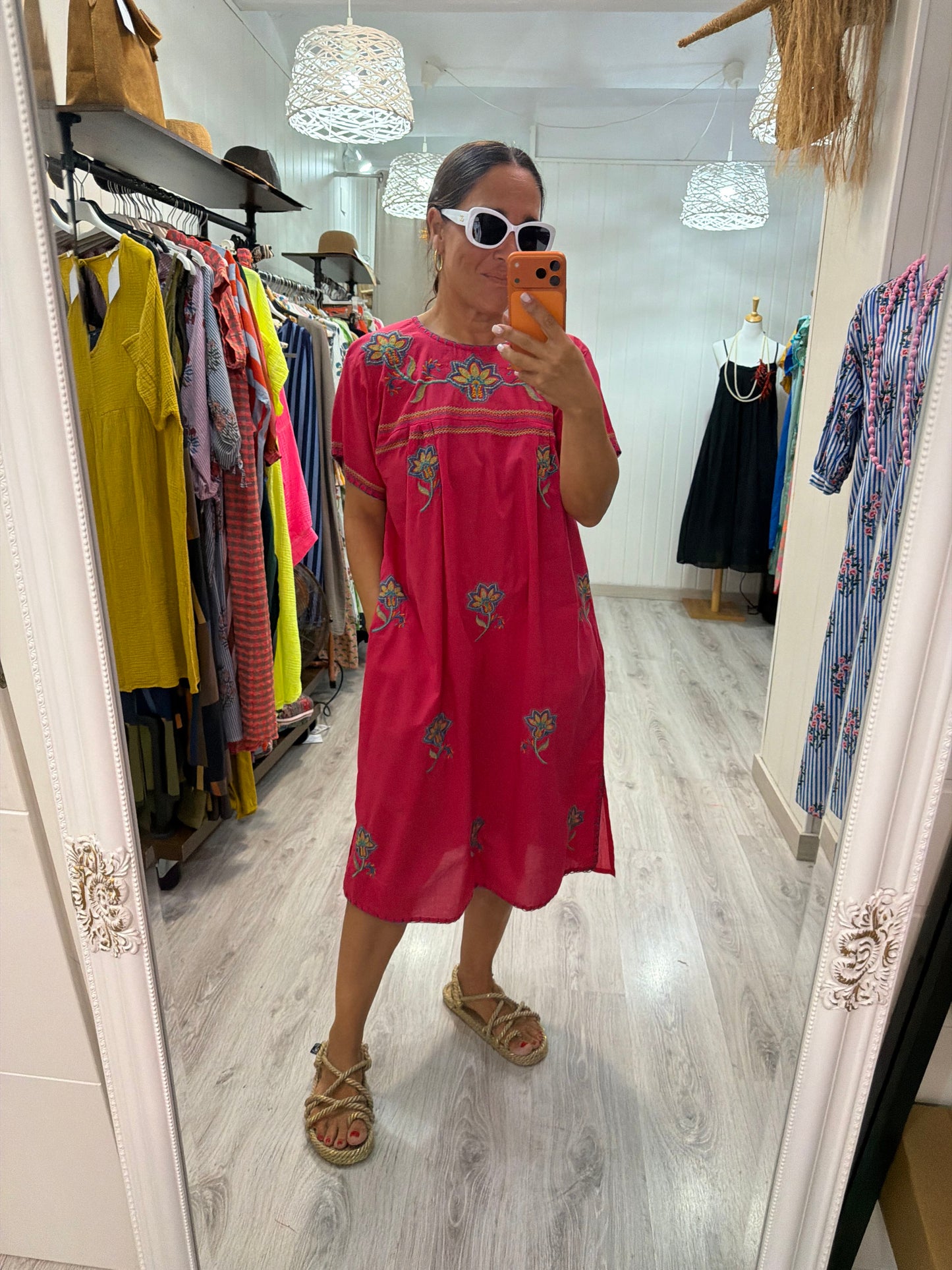 Vestido Mexicano Tijuana midi fucsia