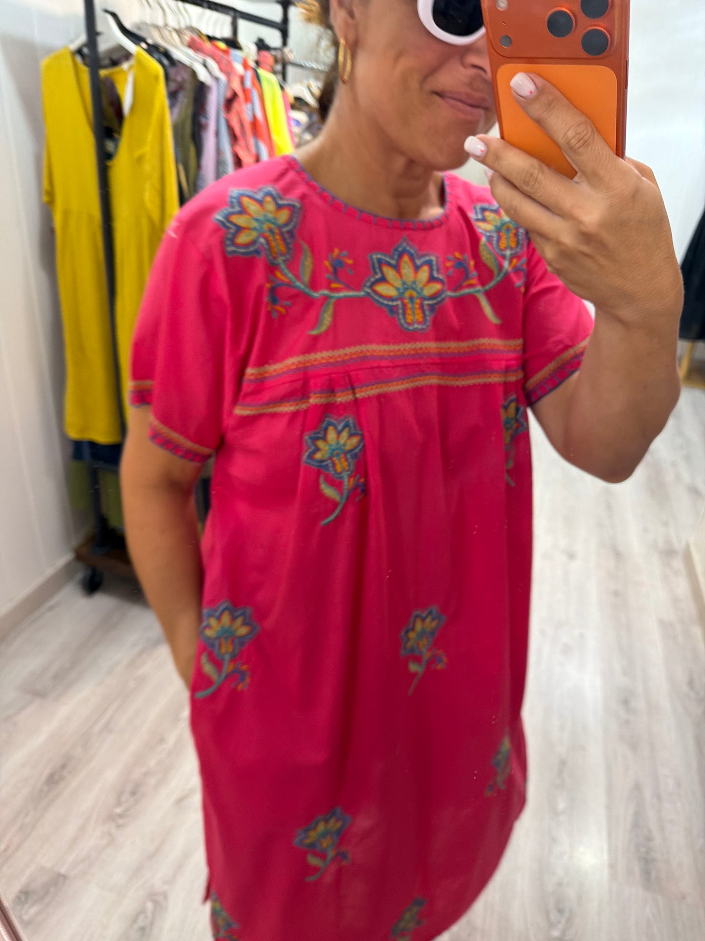 Vestido Mexicano Tijuana midi fucsia