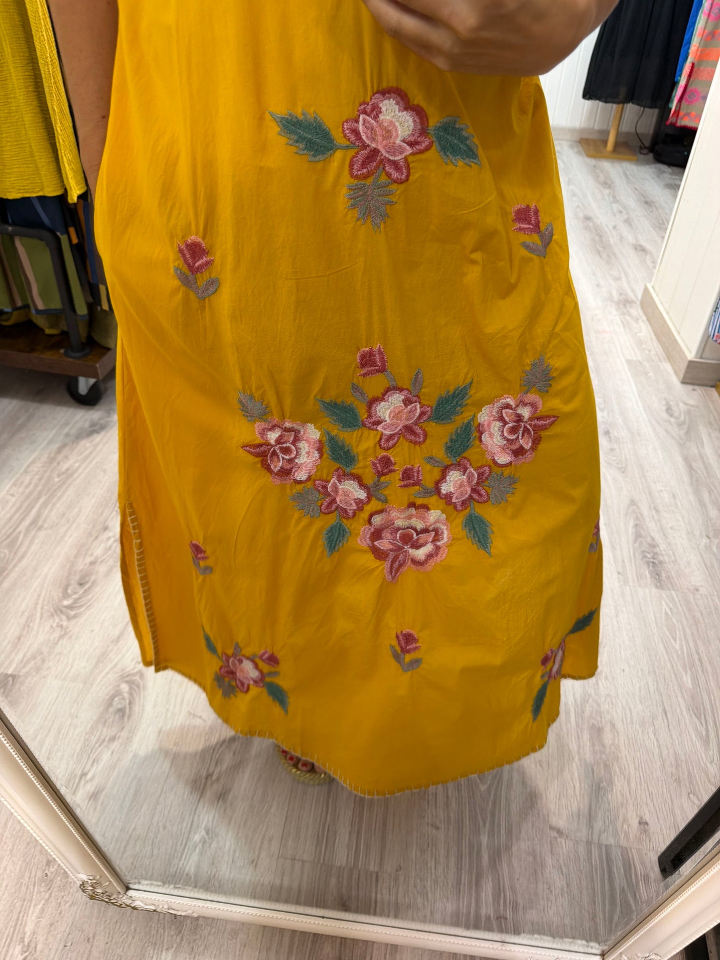 Vestido Mexicano Tijuana largo mostaza 2