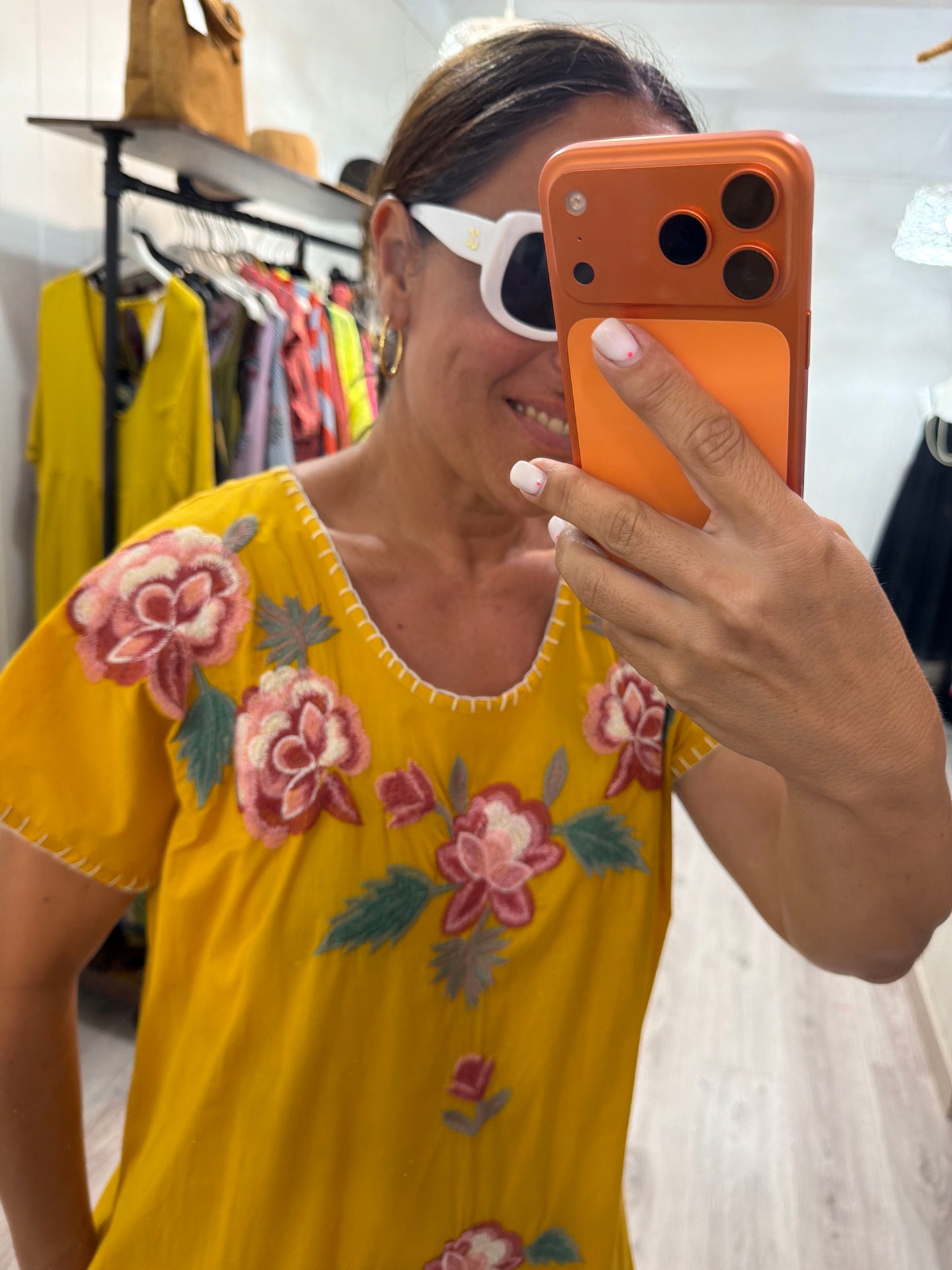 Vestido Mexicano Tijuana largo mostaza 2