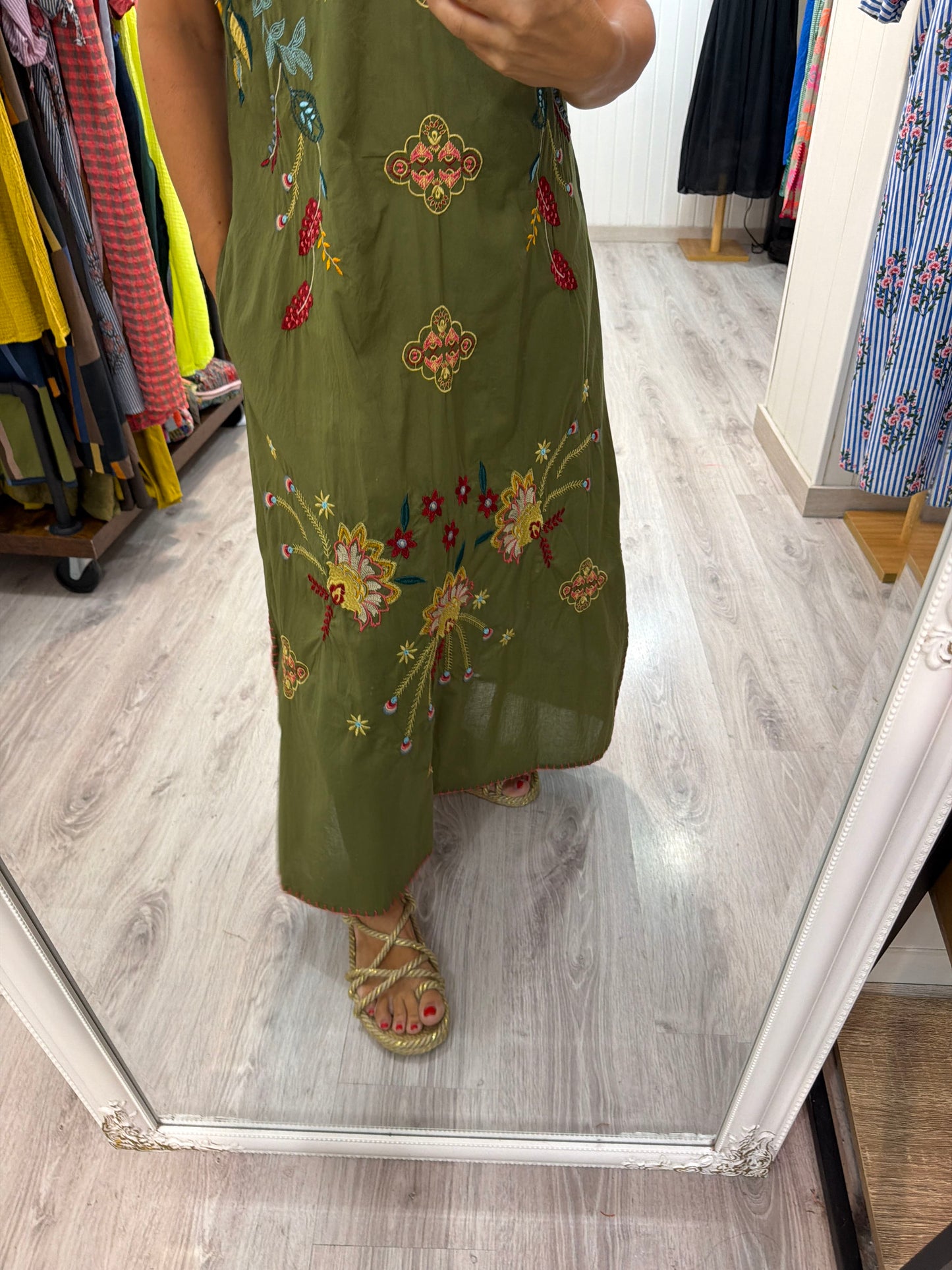 Vestido Mexicano Tijuana largo kaki