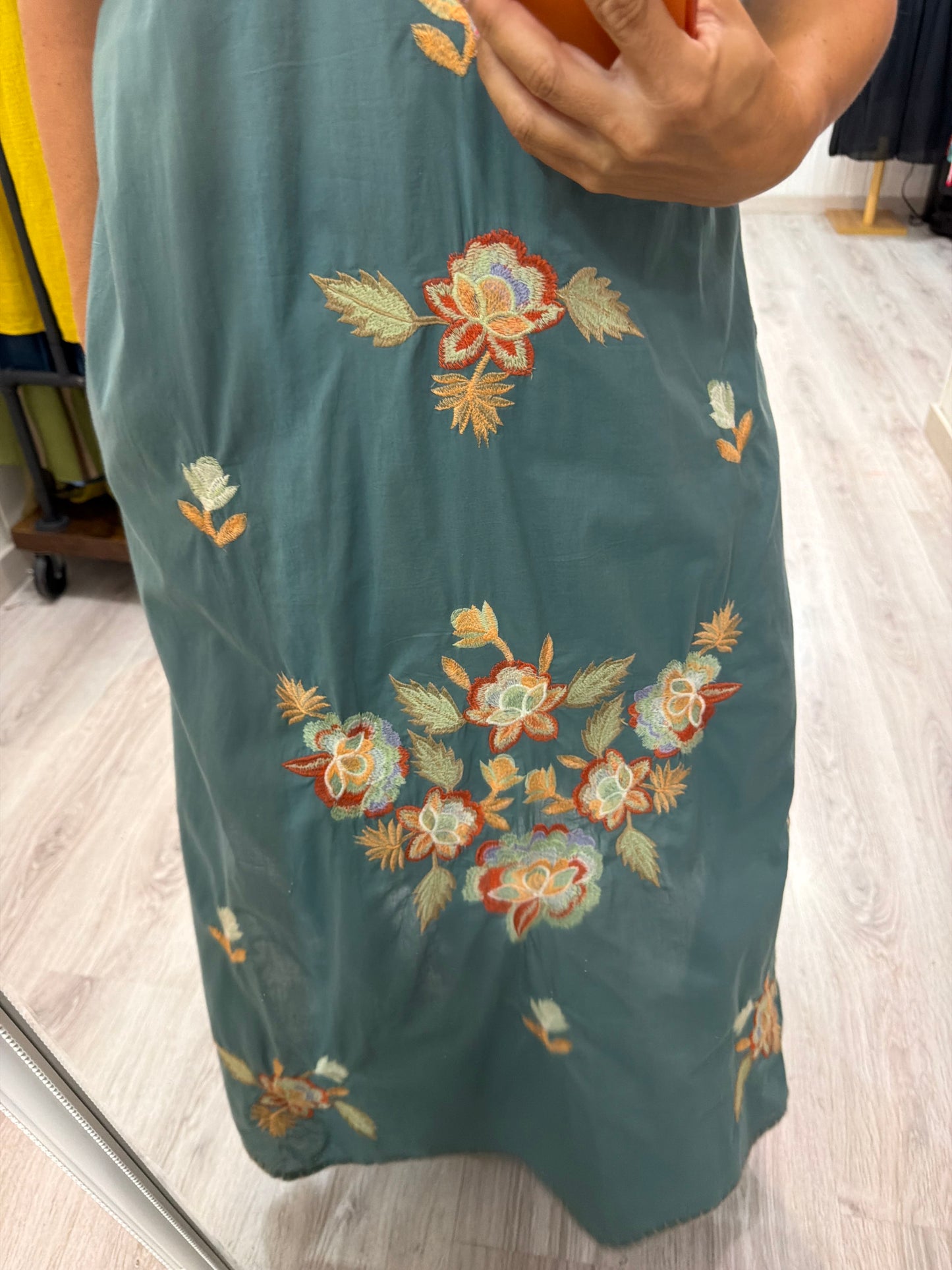 Vestido Mexicano Tijuana largo aguamarina 2