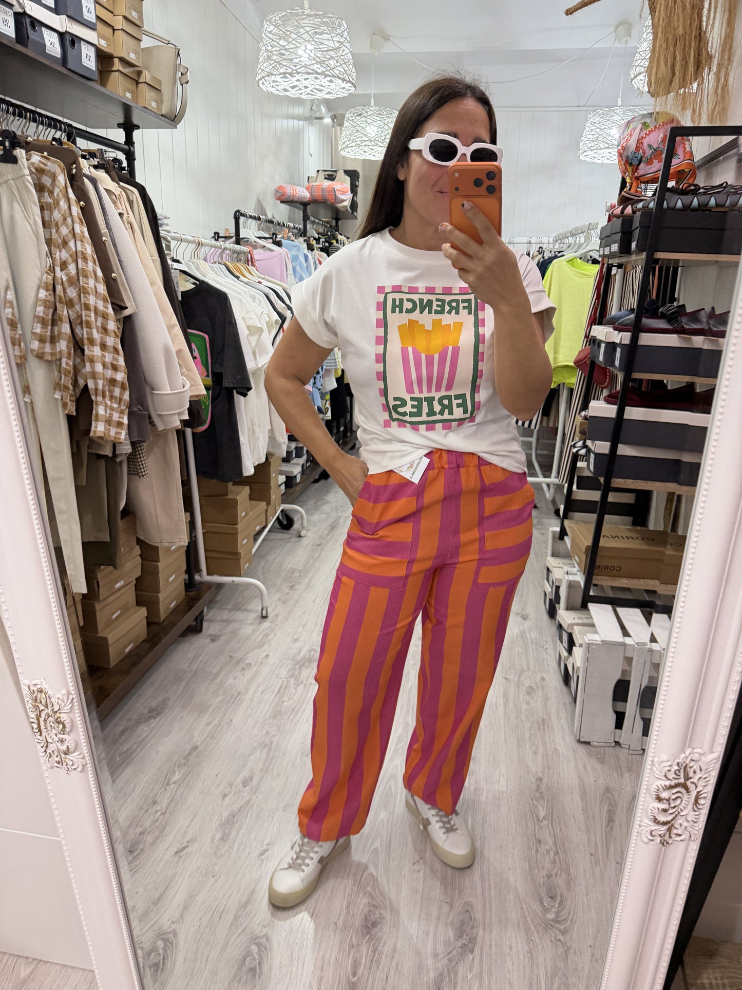 Pantalón Cascais naranja y fucsia