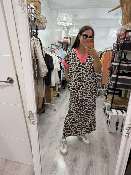 Vestido Animal Print Fucsia