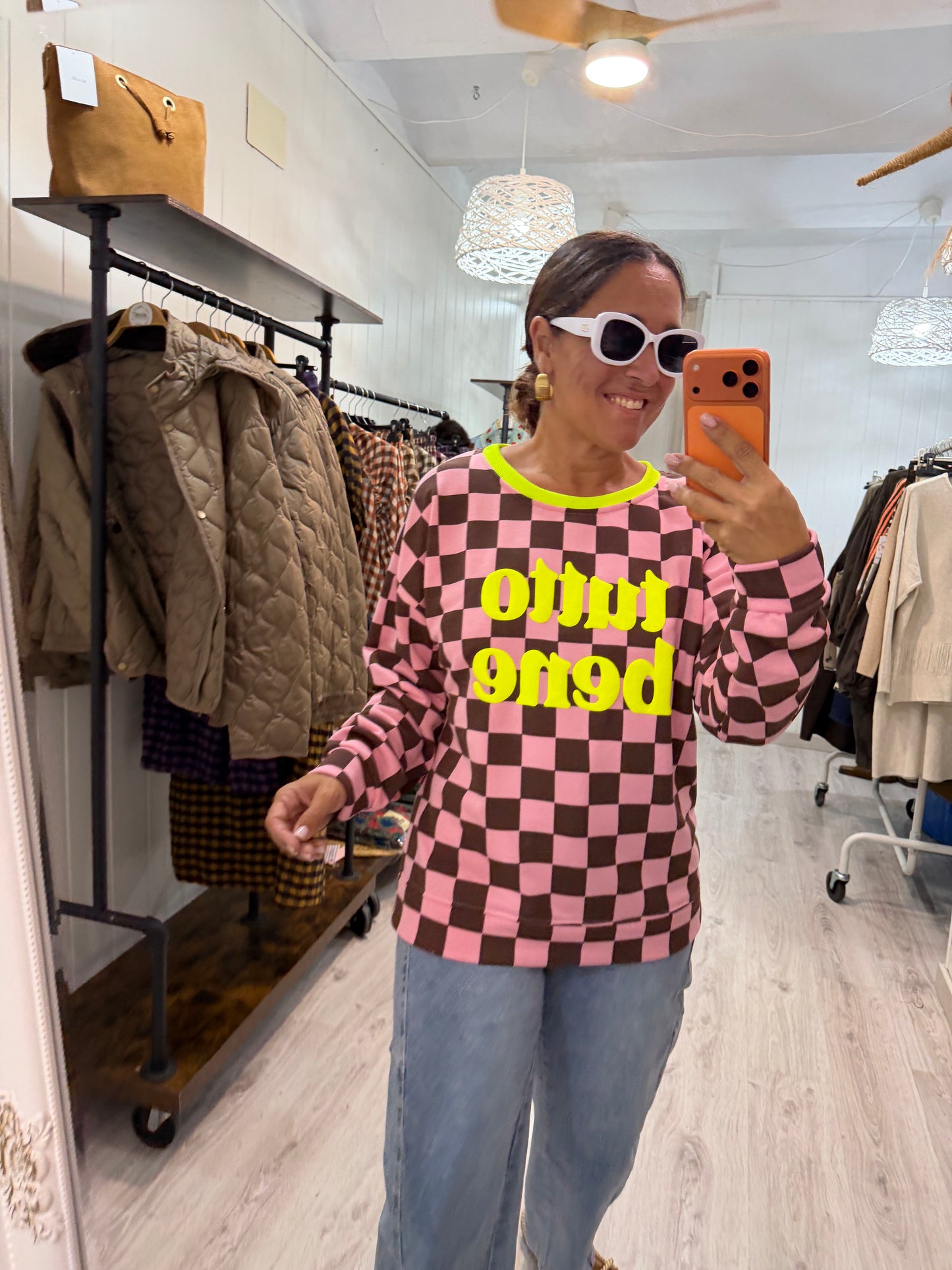Sudadera Tutto Bene rosa y chocolate