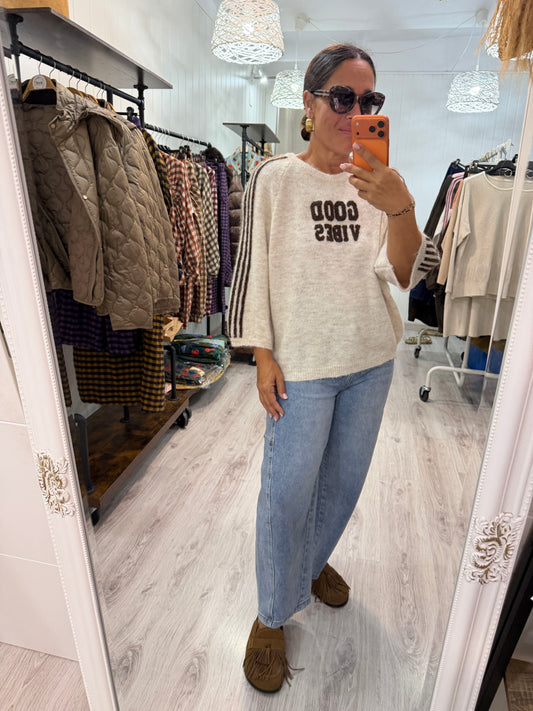 Jersei Good Vibes beige y chocolate
