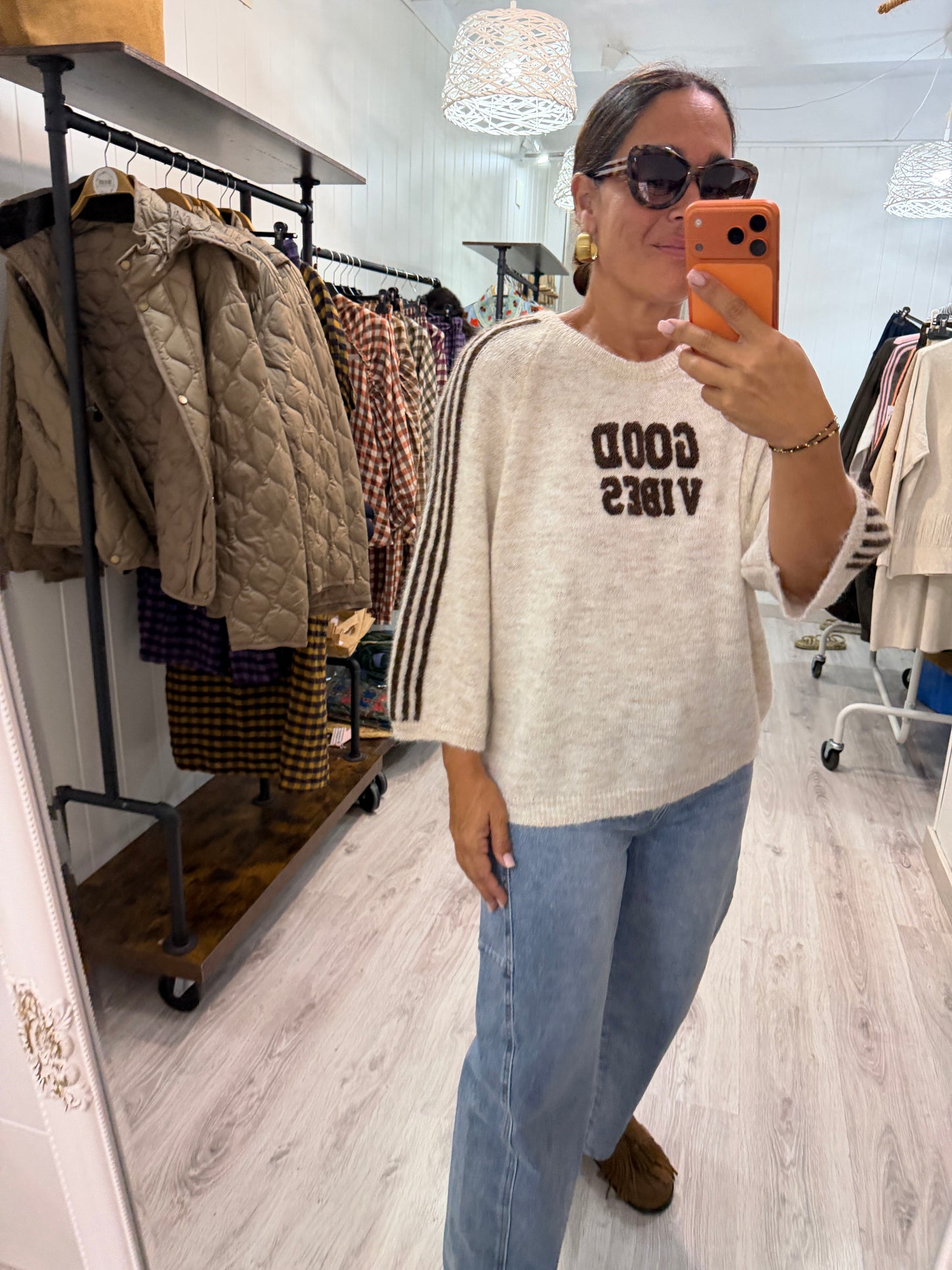 Jersei Good Vibes beige y chocolate
