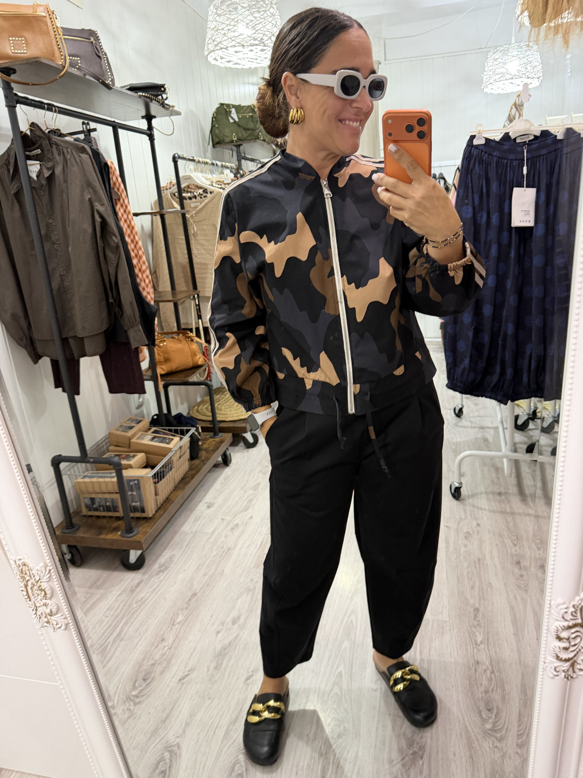 Chaqueta Bomber retro camuflaje negro