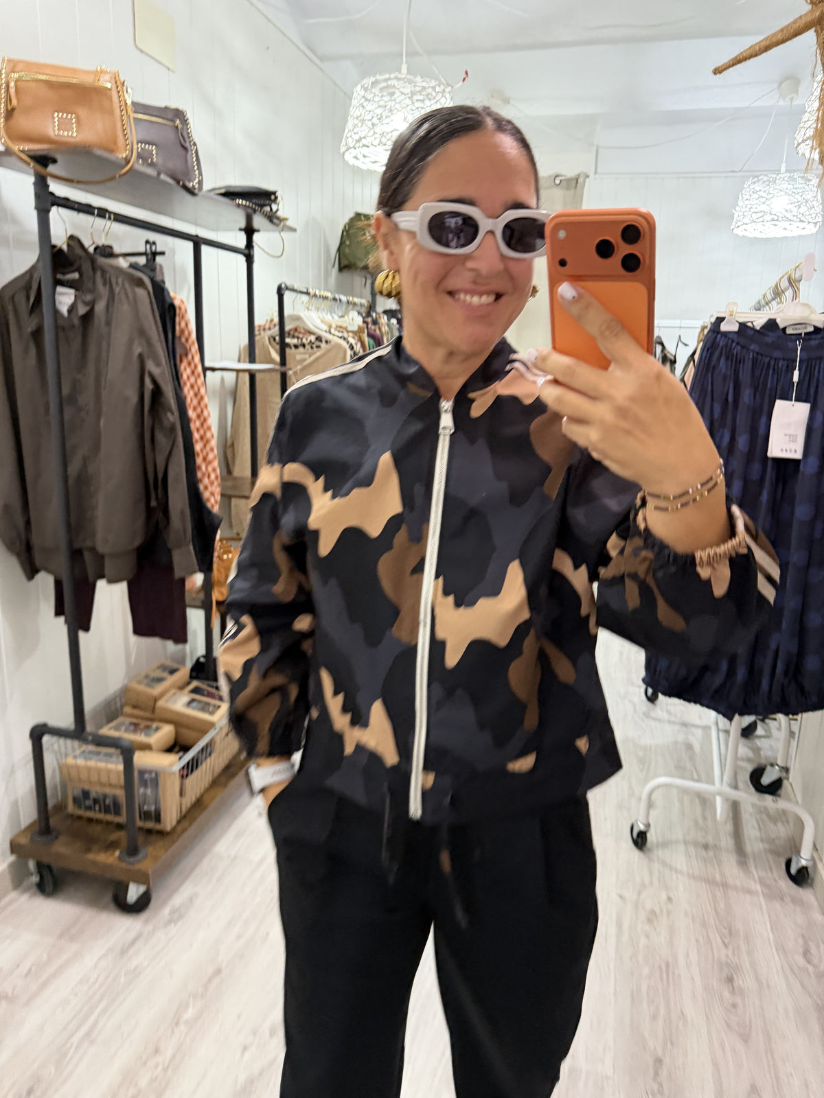 Chaqueta Bomber retro camuflaje negro