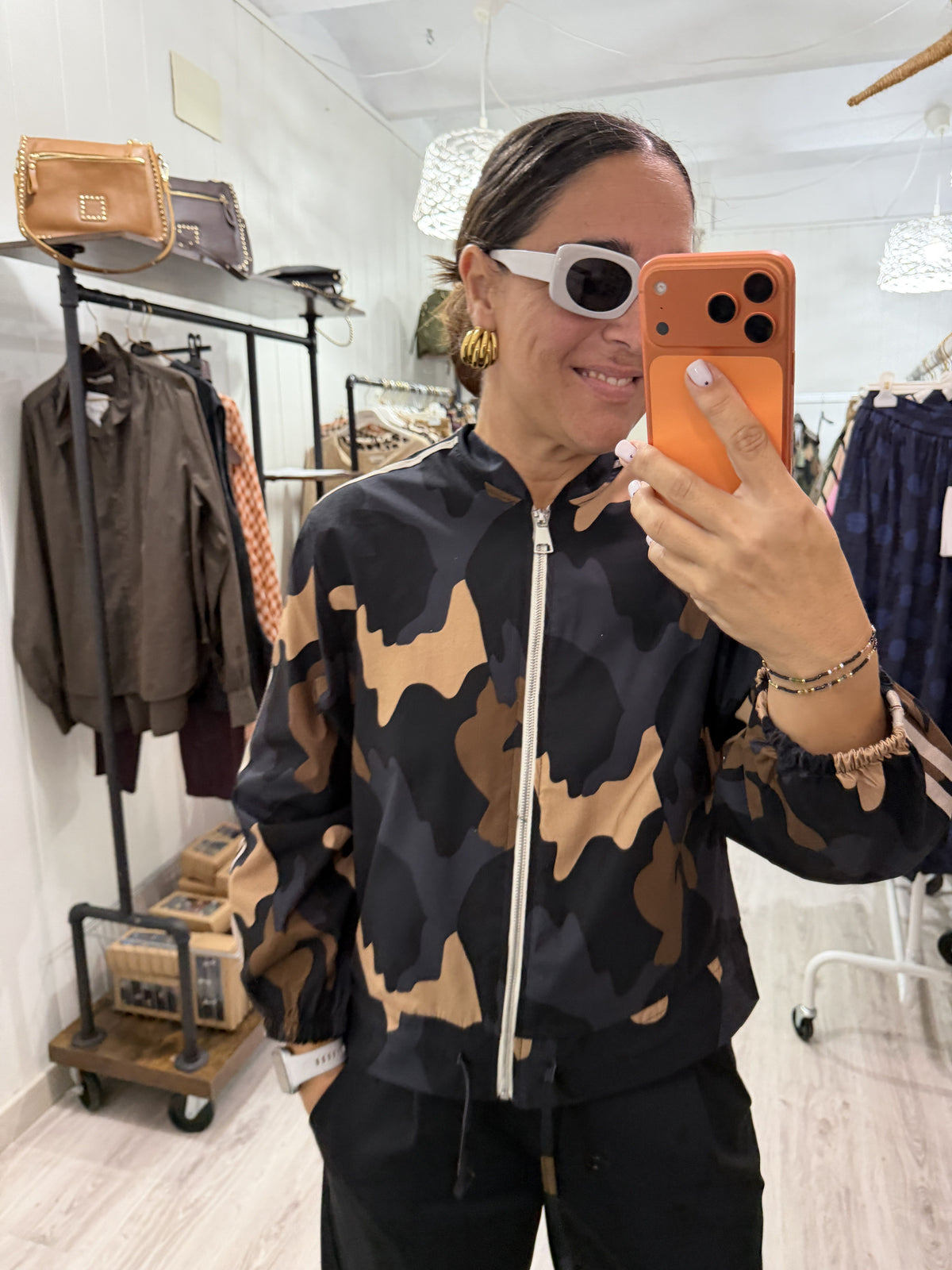 Chaqueta Bomber retro camuflaje negro