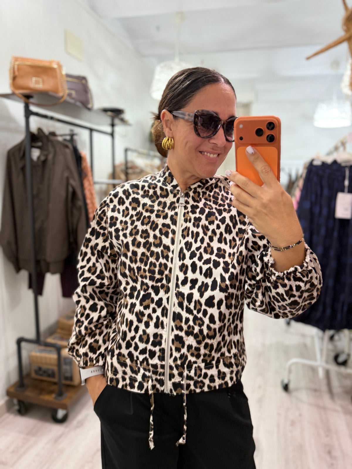 Chaqueta Bomber retro leopardo