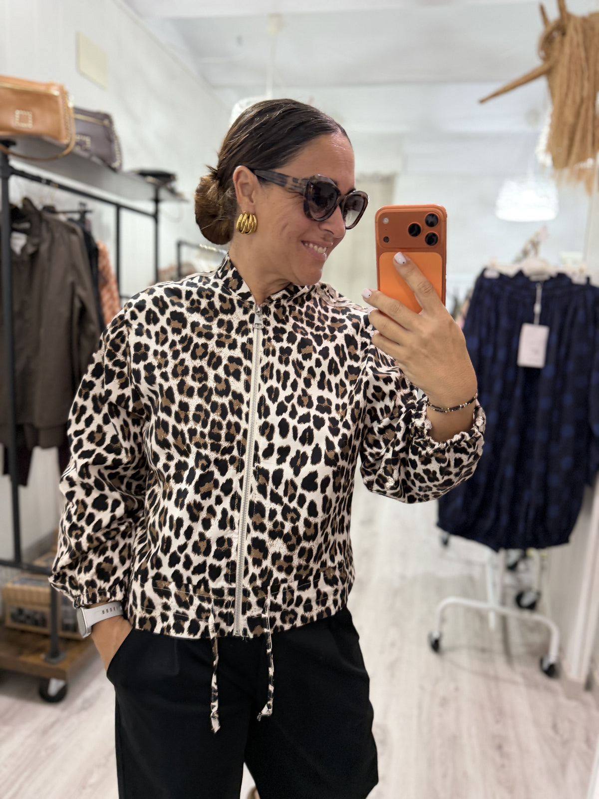 Chaqueta Bomber retro leopardo