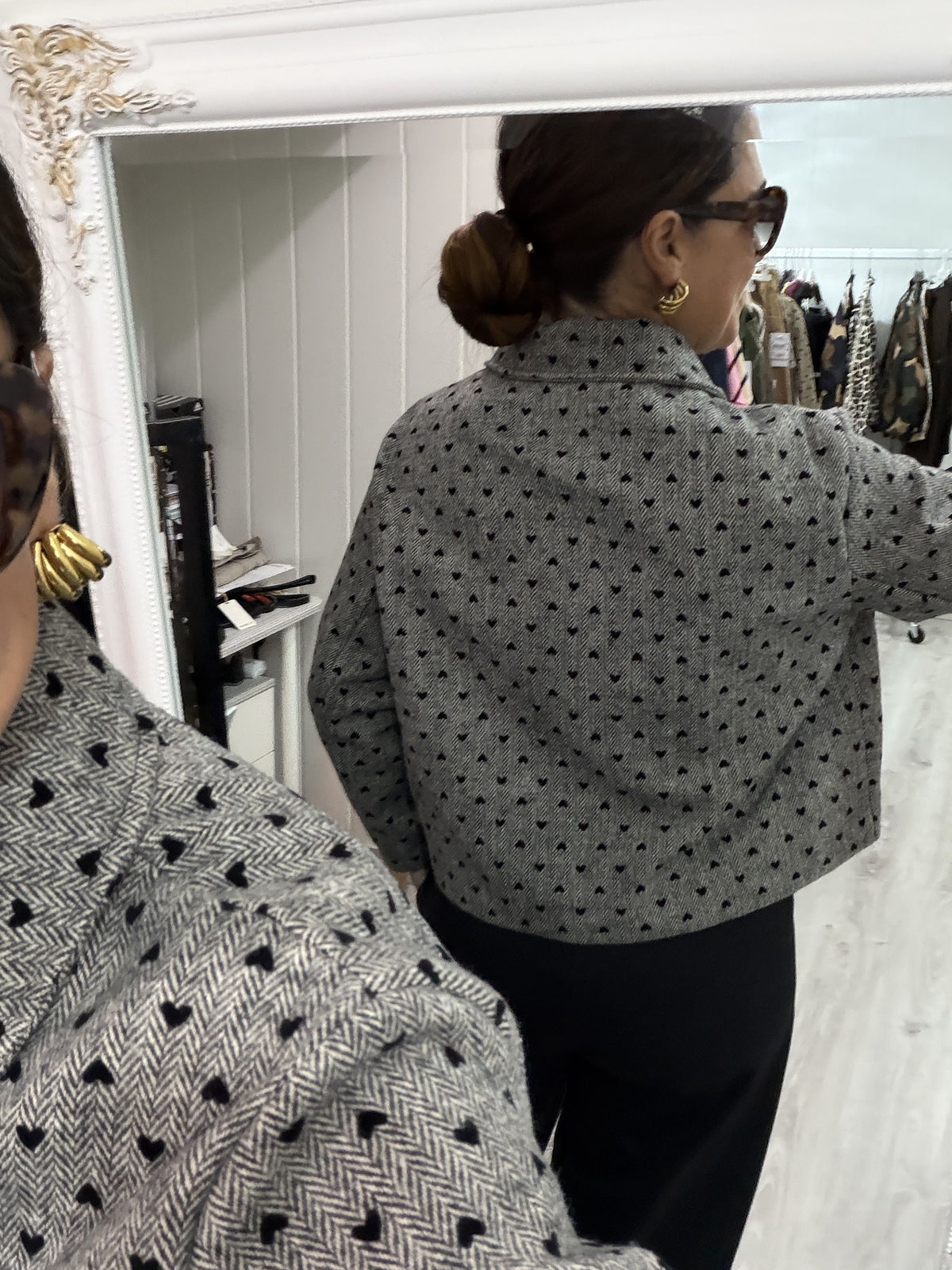 Chaqueta Tweed corazones gris