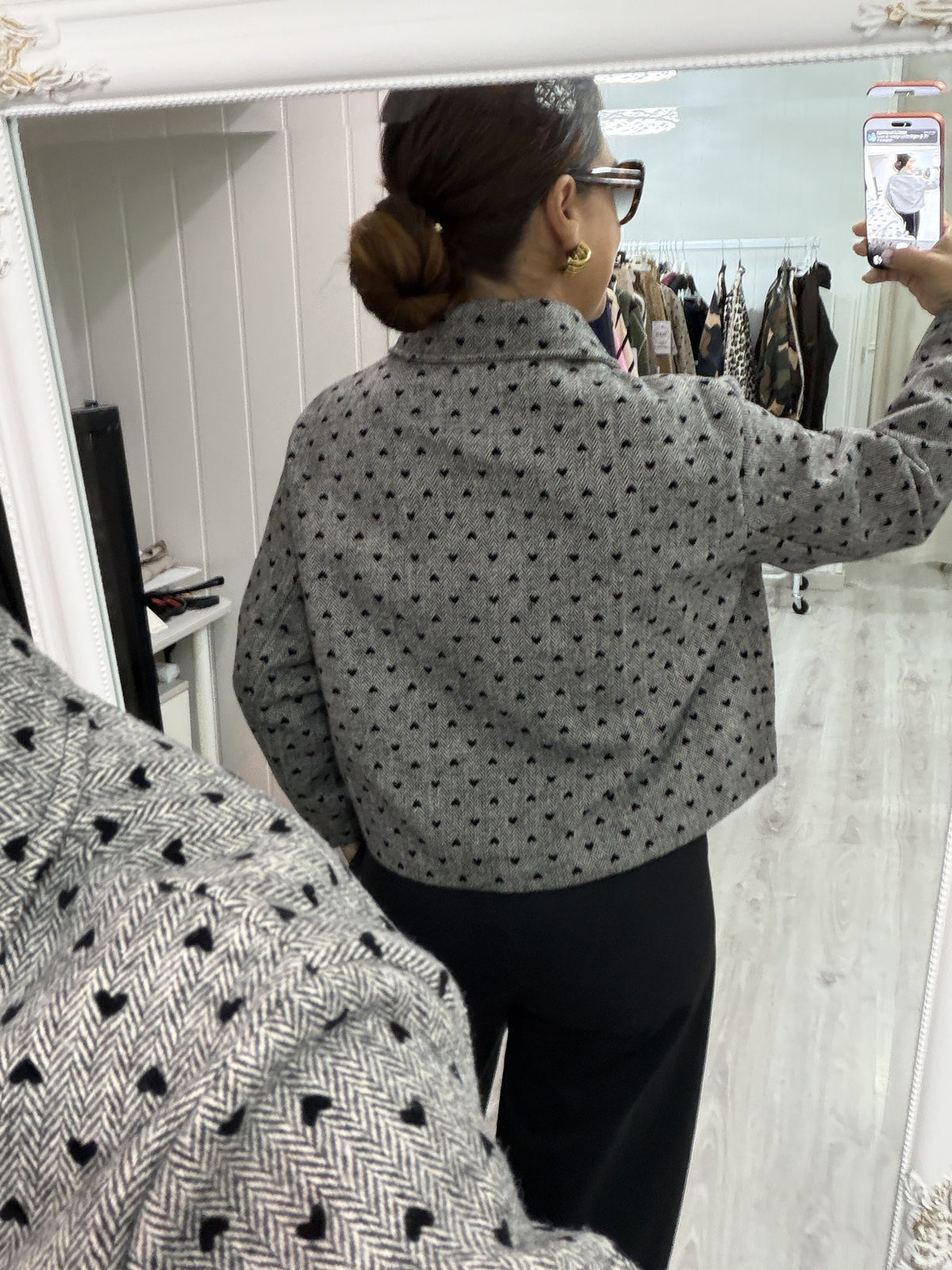 Chaqueta Tweed corazones gris