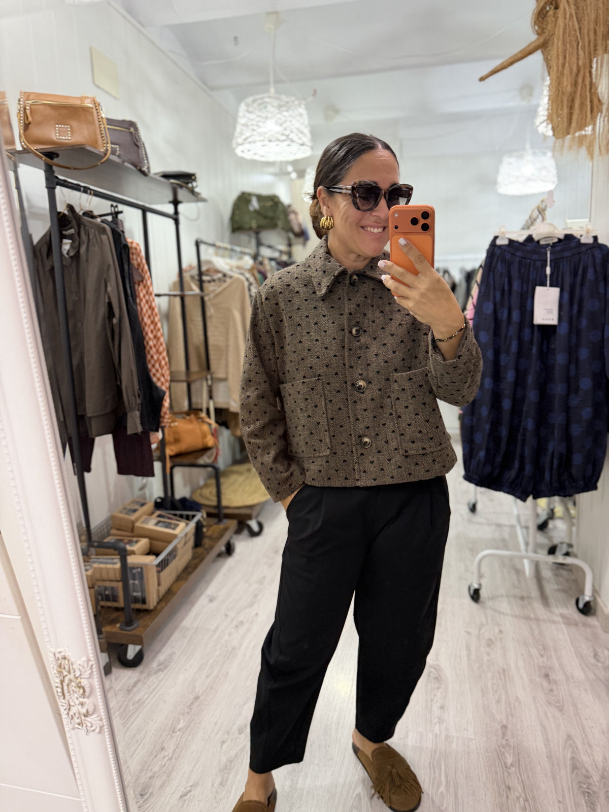 Chaqueta Tweed corazones chocolate