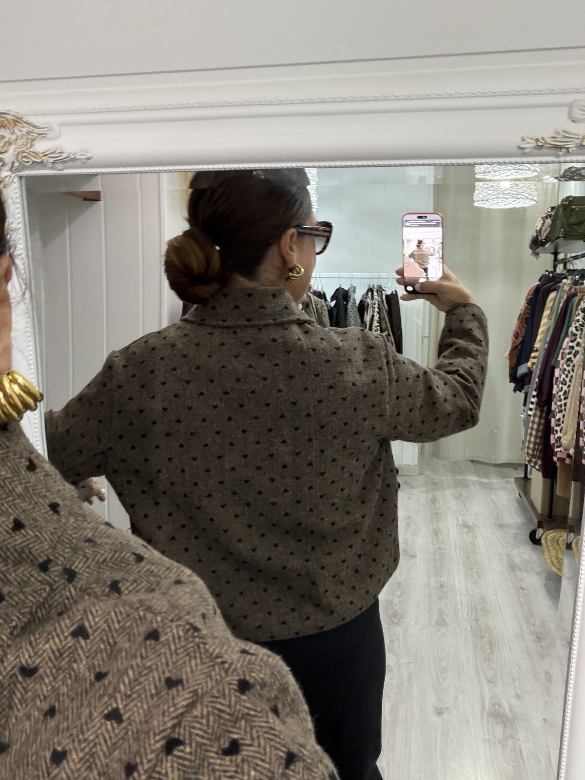 Chaqueta Tweed corazones chocolate