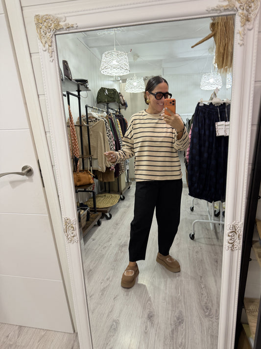 Camiseta Hendaya beige y negro