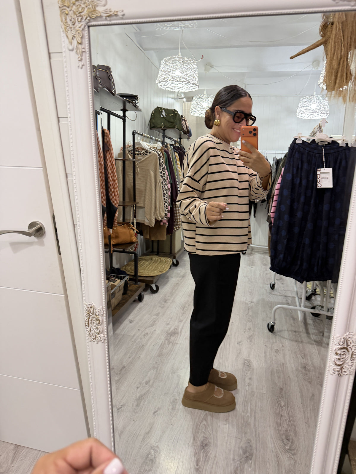 Camiseta Hendaya beige y negro
