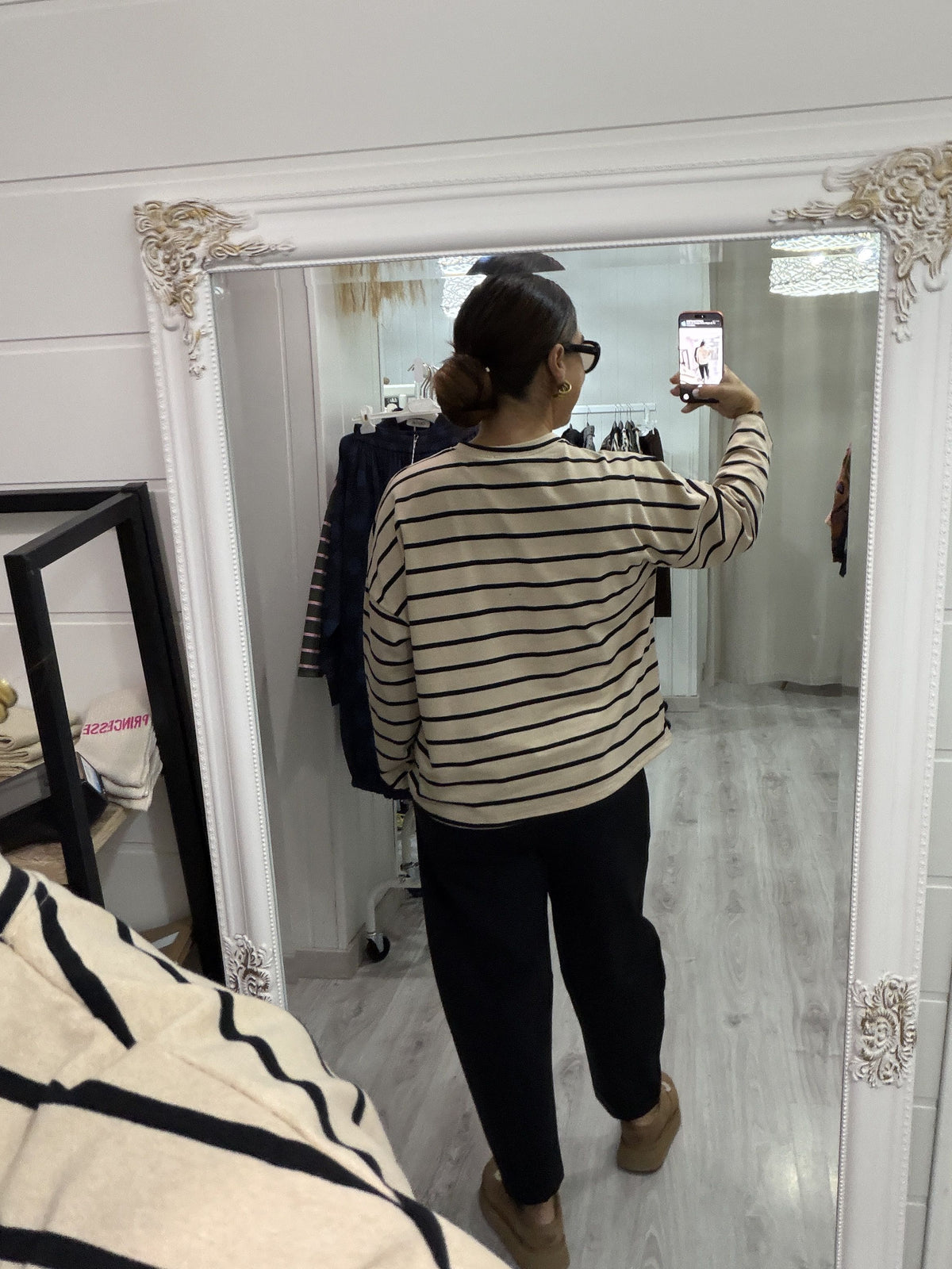 Camiseta Hendaya beige y negro