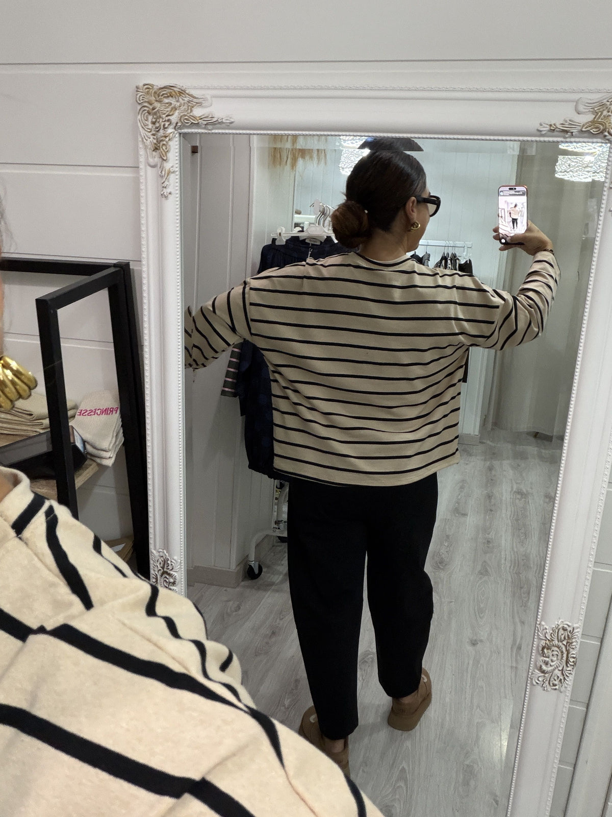Camiseta Hendaya beige y negro