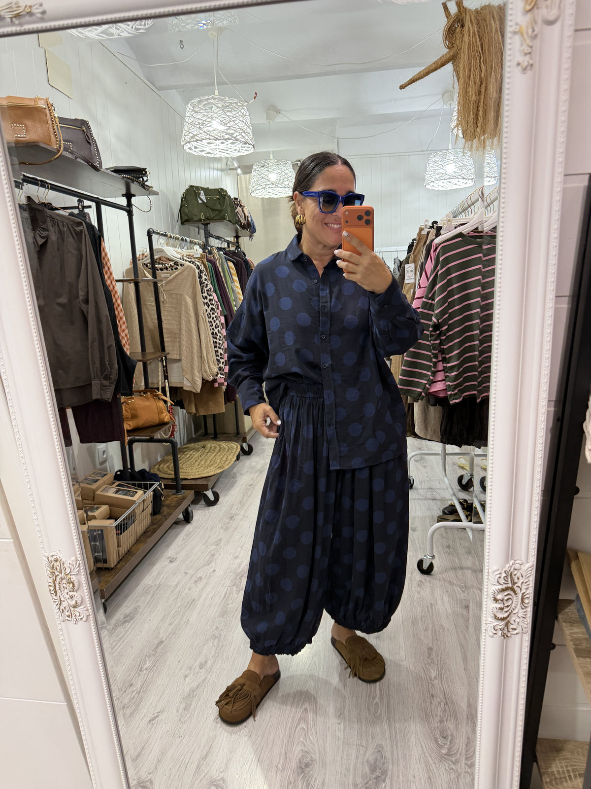 Conjunto Mika topos azul marino