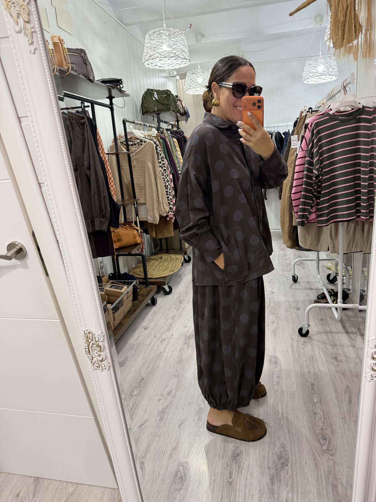 Conjunto Mika topos chocolate y gris