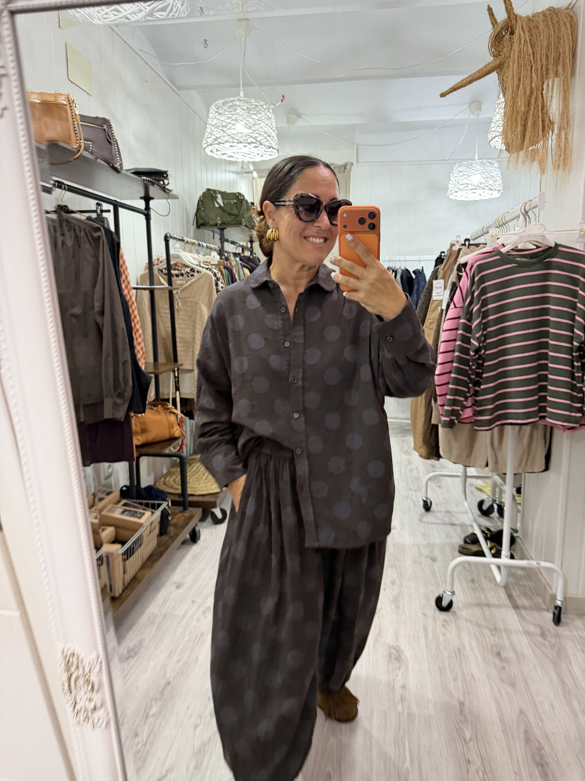 Conjunto Mika topos chocolate y gris