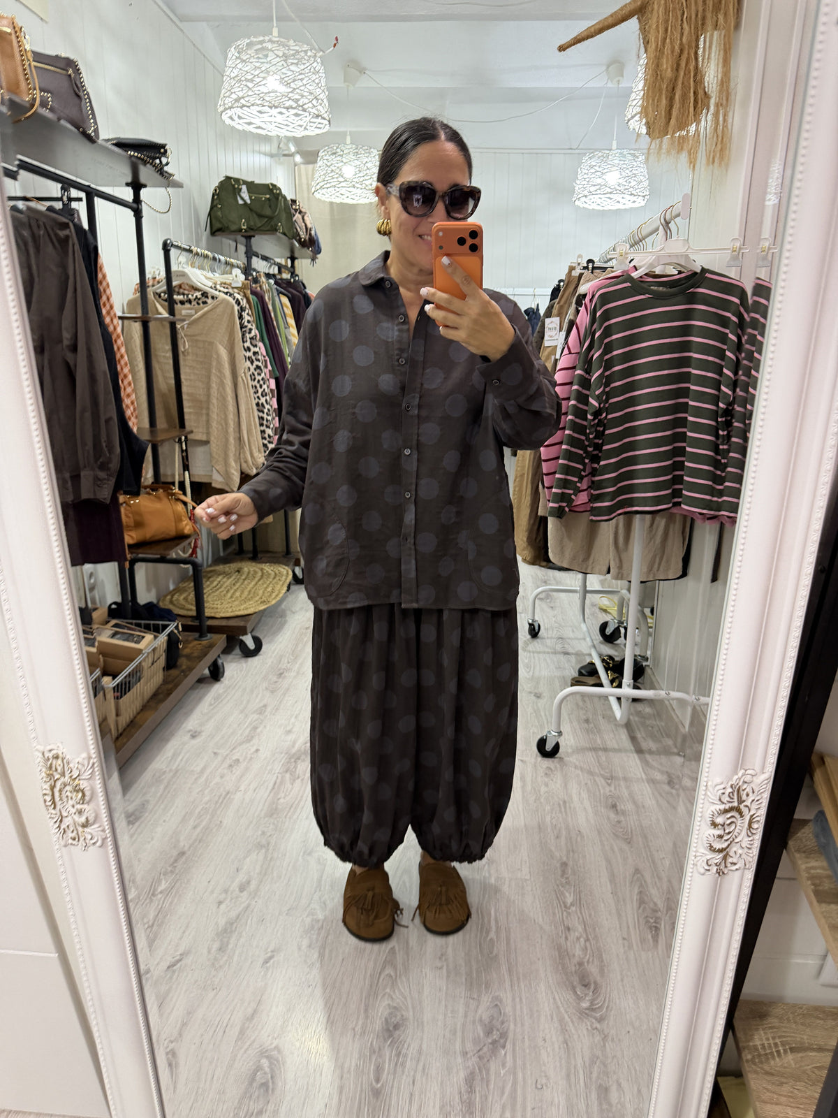 Conjunto Mika topos chocolate y gris